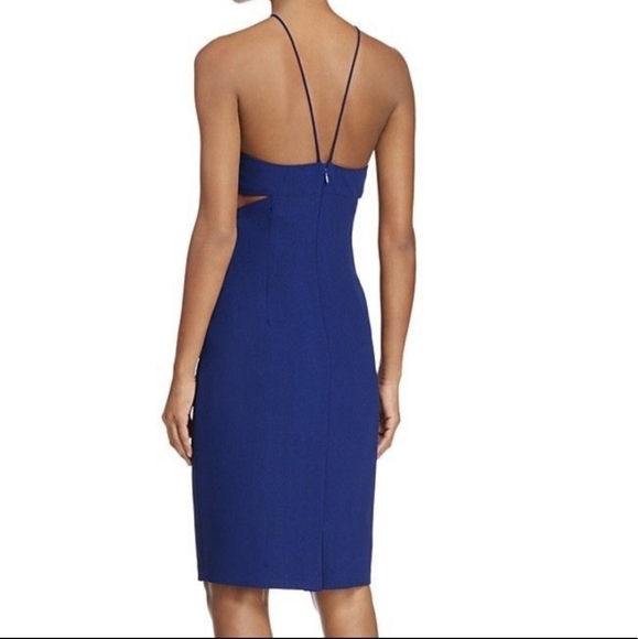 Aidan Mattox Navy Blue Cut Out Mini Dress Size 8 - Picture 3 of 5